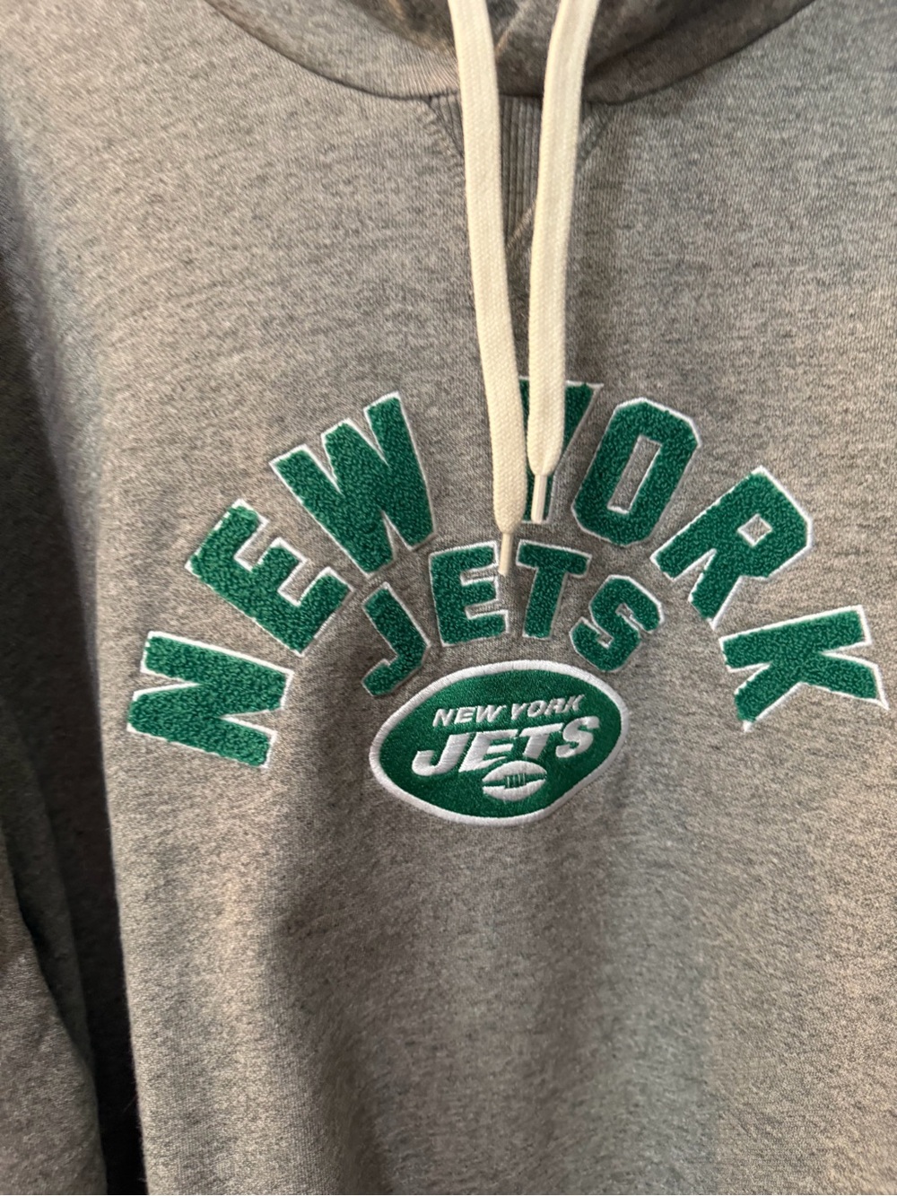 New York Jets Gray Pullover Hoodie Sweatshirt Embroidered Logo Plus Size 2XL - Picture 3 of 7